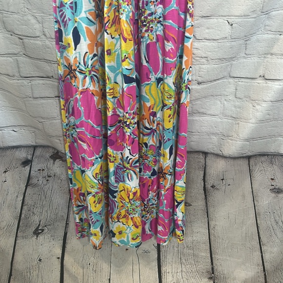 Lilly Pulitzer Amanda Besame Mucho Pink Blue Floral Maxi Dress Size XL - Picture 11 of 15